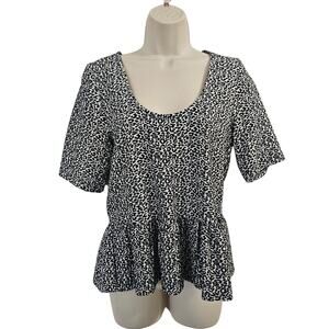 ANTHROPOLOGIE MAEVE Leopard Print Peplum Top Size L